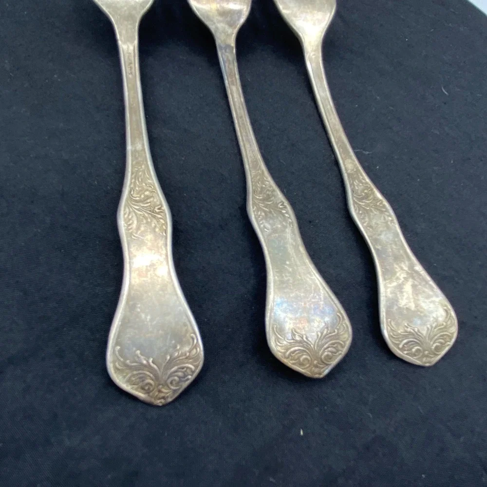 Antique William Rogers 1906 Flower Silverplate Dinner Forks Set 7.5